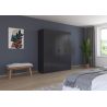 Armoire 181 cm BLISS avec 4 portes et 1 tiroir en décor gris métal mat