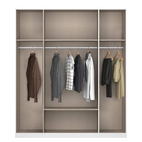 Armoire 181 cm BLISS avec 4 portes et 1 tiroir en décor gris métal mat