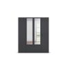 Armoire 181 cm BLISS avec 2 portes pleines, 2 portes miroirs et 1 tiroir en décor gris métal mat