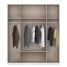 Armoire 181 cm BLISS avec 2 portes pleines, 2 portes miroirs et 1 tiroir en décor blanc mat et chêne artisan