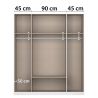 Armoire 181 cm BLISS avec 2 portes pleines, 2 portes miroirs et 1 tiroir en décor blanc mat et chêne artisan