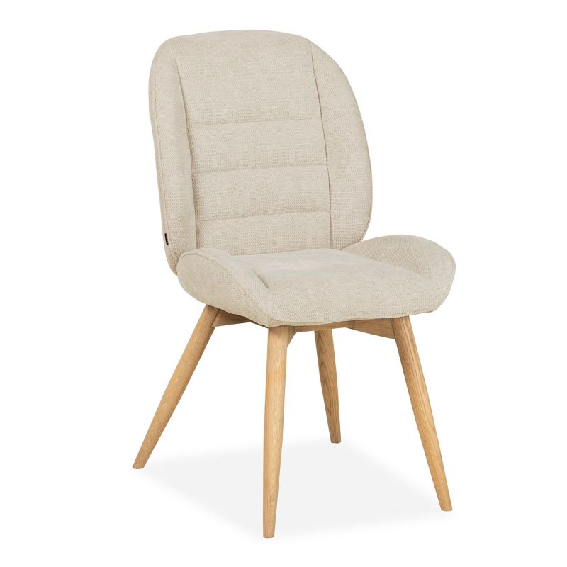 Chaise MILIE en tissu avec pieds bois massif naturel - 3 coloris possibles