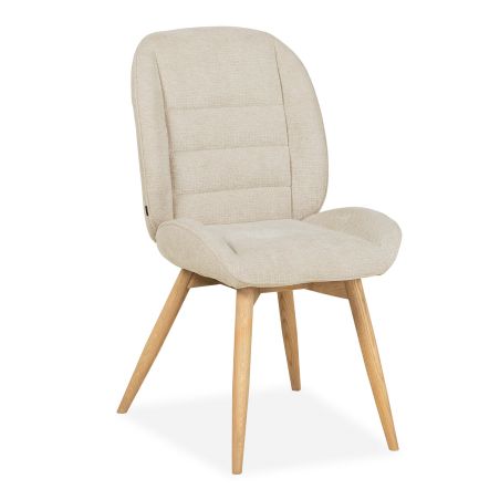 Chaise MILIE en tissu avec pieds bois massif naturel - 3 coloris possibles