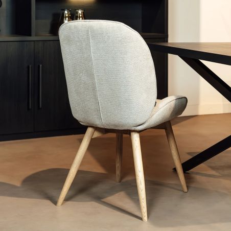 Chaise MILIE en tissu avec pieds bois massif naturel - 3 coloris possibles