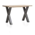 Metalox, table de bar 130 x 90 cm (hauteur: 92 cm) - bords effet tronc d'arbre - pieds X en métal - Henders and Hazel