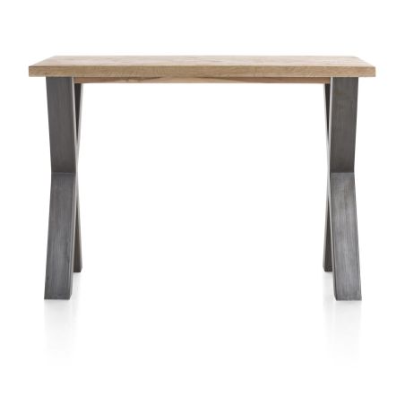 Metalox, table de bar 130 x 90 cm (hauteur: 92 cm) - bords effet tronc d'arbre - pieds X en métal - Henders and Hazel