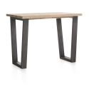 Metalox, table de bar 130 x 90 cm (hauteur: 92 cm) - bords effet tronc d'arbre - pieds V en métal - Henders and Hazel
