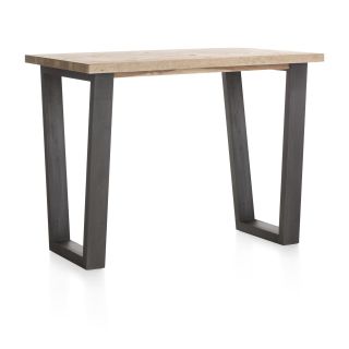 Metalox, table de bar 130 x 90 cm (hauteur: 92 cm) - bords effet tronc d'arbre - pieds V en métal - Henders and Hazel