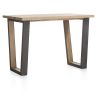 Metalox, table de bar 130 x 90 cm (hauteur: 92 cm) - bords effet tronc d'arbre - pieds V en métal et bois - Henders and Hazel