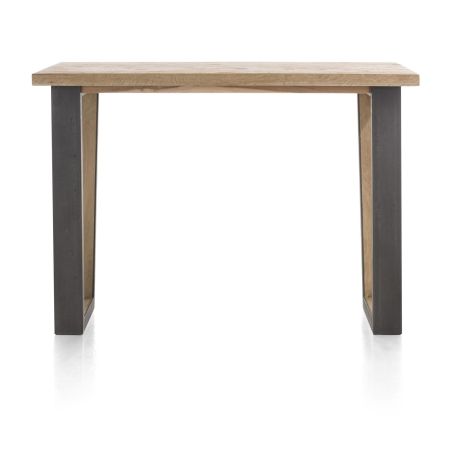 Metalox, table de bar 130 x 90 cm (hauteur: 92 cm) - bords effet tronc d'arbre - pieds V en métal et bois - Henders and Hazel