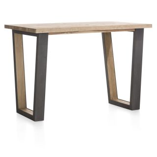 Metalox, table de bar 130 x 90 cm (hauteur: 92 cm) - plateau droit - pieds V en métal et bois - Henders and Hazel