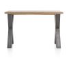 Metalox, table de bar 160 x 90 cm (hauteur: 92 cm) - bords effet tronc d'arbre - pieds X en métal - Henders and Hazel