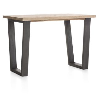 Metalox, table de bar 160 x 90 cm (hauteur: 92 cm) - bords effet tronc d'arbre - pieds V en métal - Henders and Hazel