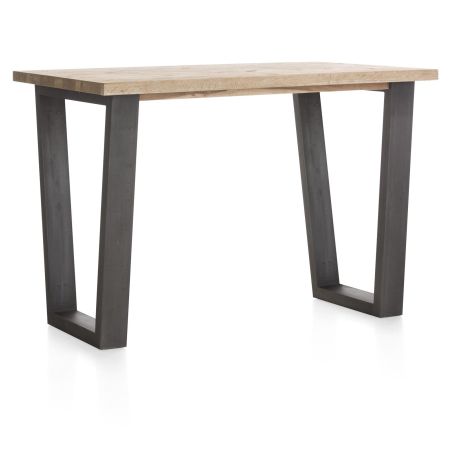 Metalox, table de bar 160 x 90 cm (hauteur: 92 cm) - bords effet tronc d'arbre - pieds V en métal - Henders and Hazel