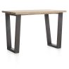 Metalox, table de bar 160 x 90 cm (hauteur: 92 cm) - bords effet tronc d'arbre - pieds V en métal - Henders and Hazel