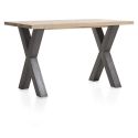 Metalox, table de bar 160 x 90 cm (hauteur: 92 cm) - plateau droit - pieds x métal - Henders and Hazel
