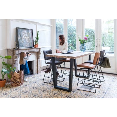 Metalox, table de bar 160 x 90 cm (hauteur: 92 cm) - plateau droit - pieds V en métal - Henders and Hazel