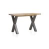 Metalox, table de bar à rallonge 140 (+ 50) x 90 cm (hauteur: 92 cm) - bords effet tronc d'arbre - pieds X en métal - Henders an