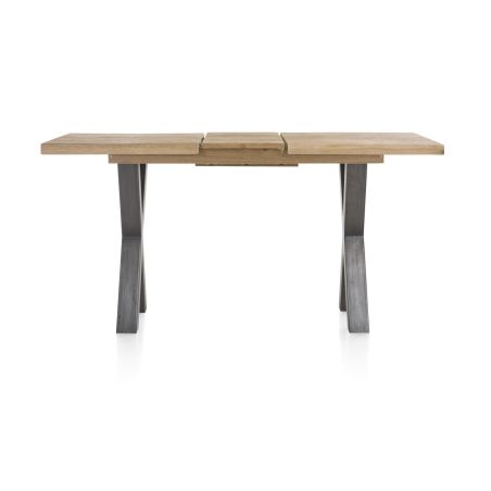 Metalox, table de bar à rallonge 140 (+ 50) x 90 cm (hauteur: 92 cm) - bords effet tronc d'arbre - pieds X en métal - Henders an