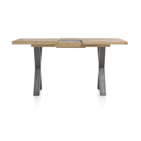 Metalox, table de bar à rallonge 140 (+ 50) x 90 cm (hauteur: 92 cm) - bords effet tronc d'arbre - pieds X en métal - Henders an