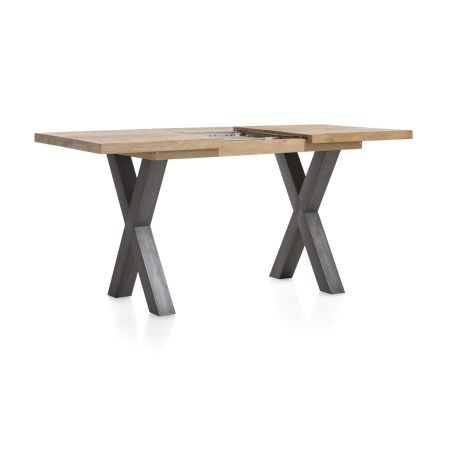 Metalox, table de bar à rallonge 140 (+ 50) x 90 cm (hauteur: 92 cm) - bords effet tronc d'arbre - pieds X en métal - Henders an