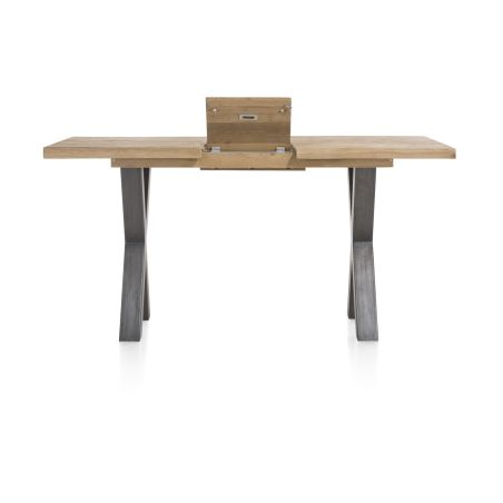 Metalox, table de bar à rallonge 140 (+ 50) x 90 cm (hauteur: 92 cm) - bords effet tronc d'arbre - pieds X en métal - Henders an