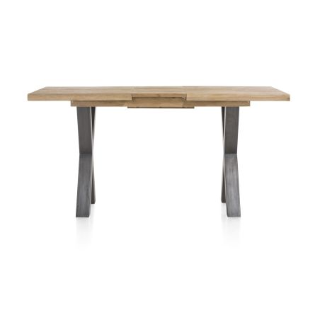Metalox, table de bar à rallonge 140 (+ 50) x 90 cm (hauteur: 92 cm) - bords effet tronc d'arbre - pieds X en métal - Henders an