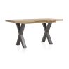 Metalox, table de bar à rallonge 140 (+ 50) x 90 cm (hauteur: 92 cm) - bords effet tronc d'arbre - pieds X en métal - Henders an