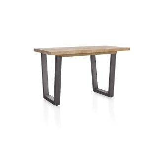 Metalox, table de bar à rallonge 140 (+ 50) x 90 cm (hauteur: 92 cm) - bords effet tronc d'arbre - pieds V en métal