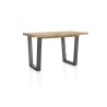 Metalox, table de bar à rallonge 140 (+ 50) x 90 cm (hauteur: 92 cm) - bords effet tronc d'arbre - pieds V en métal