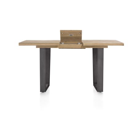 Metalox, table de bar à rallonge 140 (+ 50) x 90 cm (hauteur: 92 cm) - bords effet tronc d'arbre - pieds V en métal