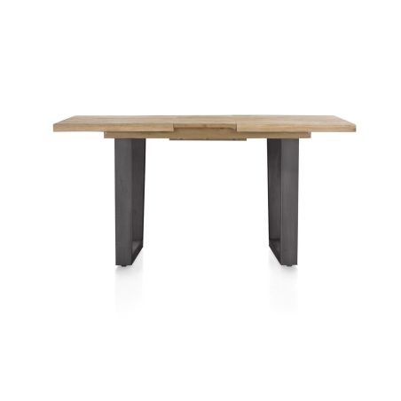 Metalox, table de bar à rallonge 140 (+ 50) x 90 cm (hauteur: 92 cm) - bords effet tronc d'arbre - pieds V en métal