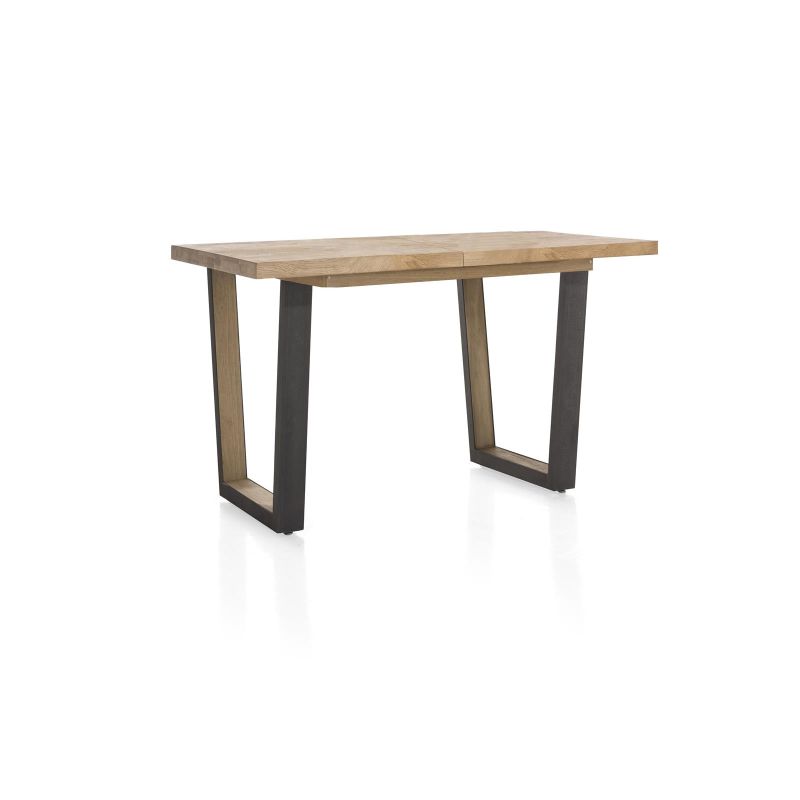 Metalox, table de bar à rallonge 140 (+ 50) x 90 cm (hauteur: 92 cm) - plateau droit - pieds V en métal et bois