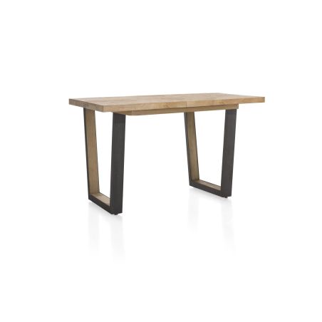 Metalox, table de bar à rallonge 140 (+ 50) x 90 cm (hauteur: 92 cm) - plateau droit - pieds V en métal et bois