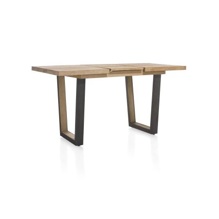 Metalox, table de bar à rallonge 140 (+ 50) x 90 cm (hauteur: 92 cm) - plateau droit - pieds V en métal et bois