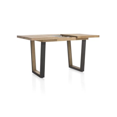 Metalox, table de bar à rallonge 140 (+ 50) x 90 cm (hauteur: 92 cm) - plateau droit - pieds V en métal et bois