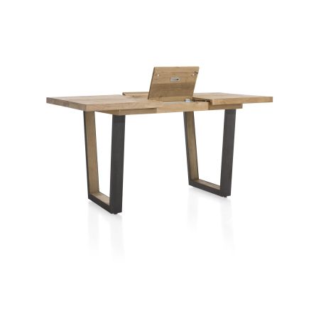 Metalox, table de bar à rallonge 140 (+ 50) x 90 cm (hauteur: 92 cm) - plateau droit - pieds V en métal et bois