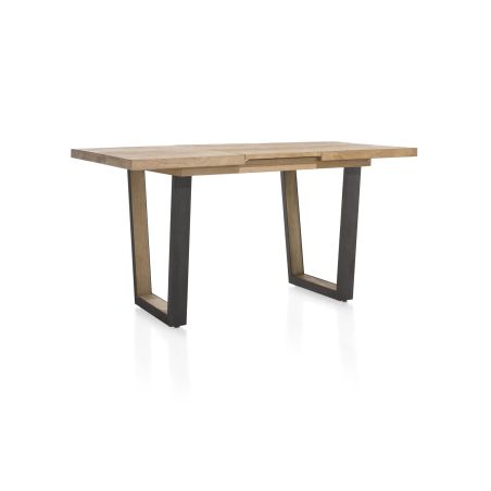 Metalox, table de bar à rallonge 140 (+ 50) x 90 cm (hauteur: 92 cm) - plateau droit - pieds V en métal et bois