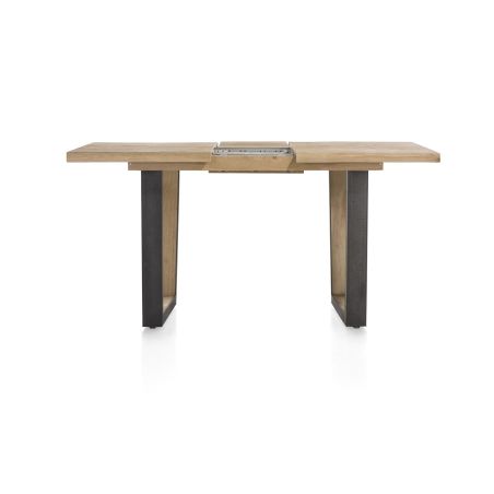 Metalox, table de bar à rallonge 140 (+ 50) x 90 cm (hauteur: 92 cm) - plateau droit - pieds V en métal et bois