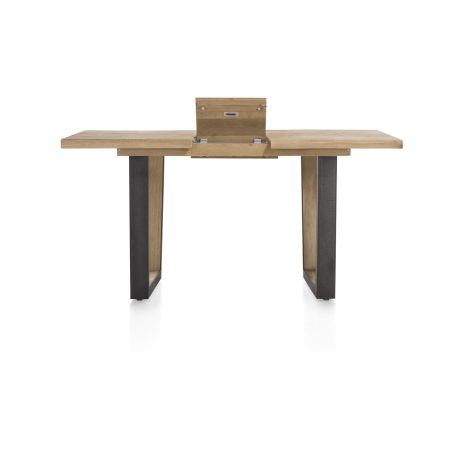 Metalox, table de bar à rallonge 140 (+ 50) x 90 cm (hauteur: 92 cm) - plateau droit - pieds V en métal et bois