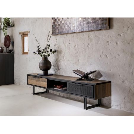Avalon, meuble tv 200 cm. - 2-tiroirs + 1-niche - Henders&Hazel