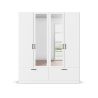 Armoire 181 cm BLISS avec 2 portes pleines, 2 portes miroirs et 2 tiroirs en décor blanc mat