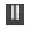 Armoire 181 cm BLISS avec 2 portes pleines, 2 portes miroirs et 2 tiroirs en décor gris metal mat