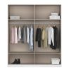 Armoire 181 cm BLISS avec 2 portes pleines, 2 portes miroirs et 2 tiroirs en décor gris metal mat