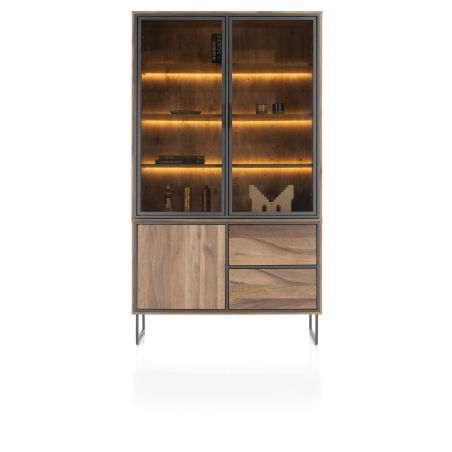 Trapani, vaisselier 120 cm - 2-portes verres + 1-porte + 2-tiroirs (+ LED) - Henders and Hazel