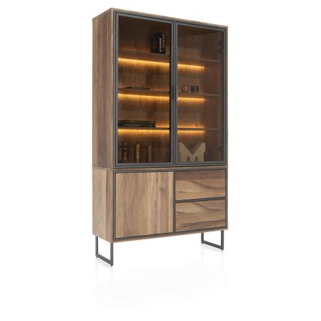 Trapani, vaisselier 120 cm - 2-portes verres + 1-porte + 2-tiroirs (+ LED) - Henders and Hazel
