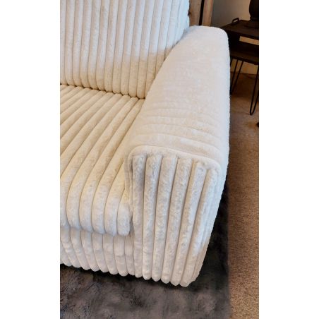 Canapé 2,5 places fixes DIMITRI 224 cm en tissu velours côtelé crème