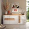 Buffet 4 portes 210 cm CRONOS BLANC CADIZ avec décor partiel cadiz en facade et LED inclus