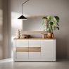 Buffet 3 portes 156 cm CRONOS BLANC CADIZ avec décor partiel cadiz en facade et LED inclus
