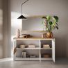 Buffet 3 portes 156 cm CRONOS BLANC CADIZ avec décor partiel cadiz en facade et LED inclus